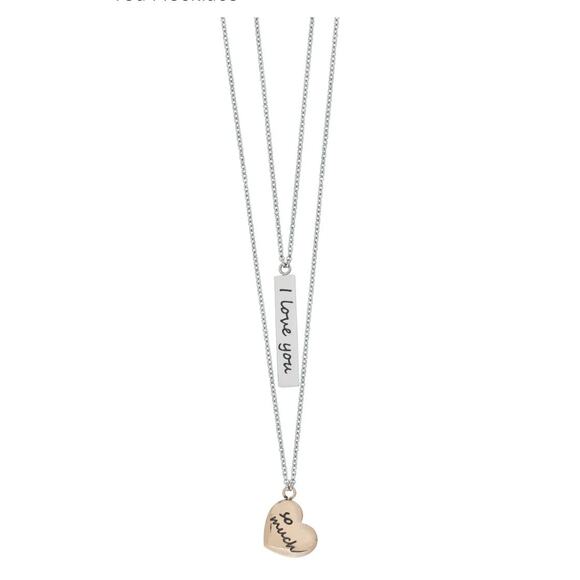 NWT - Connections from Hallmark Stainless Steel “ILY so much” Layered Necklace - Picture 6 of 8